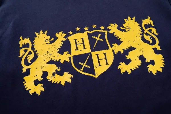 Design BLACKETT Heraldic Print Black Oversized T-Shirt T-Shirts - 14