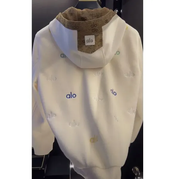 Alo Alo Logo Print Hoodie Off-White - 3
