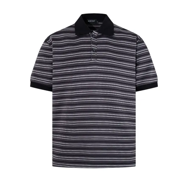 Design Striped Polo Shirt Black Gray Multicolor Tops Polo - 4