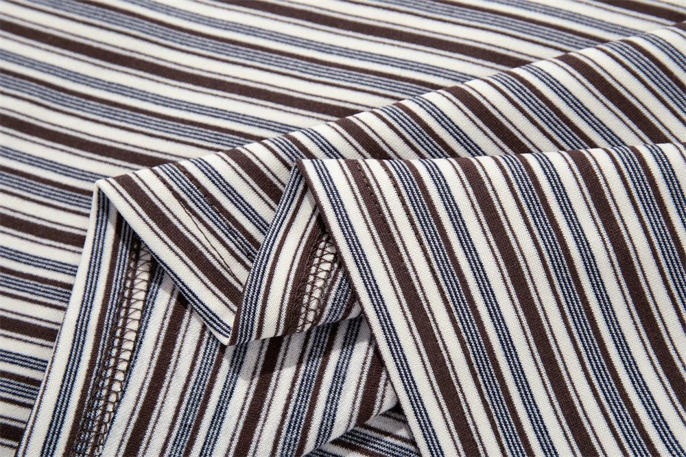 Design Striped Polo Shirt Black Gray Multicolor Tops Polo - 14