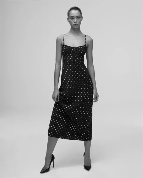 Design Polka Dot Spaghetti Strap Mini Dress Black - 11