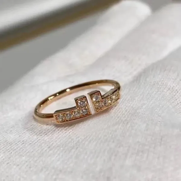 Tiffany & Co. T Square Diamond Ring Rose Gold Jewelry - 1