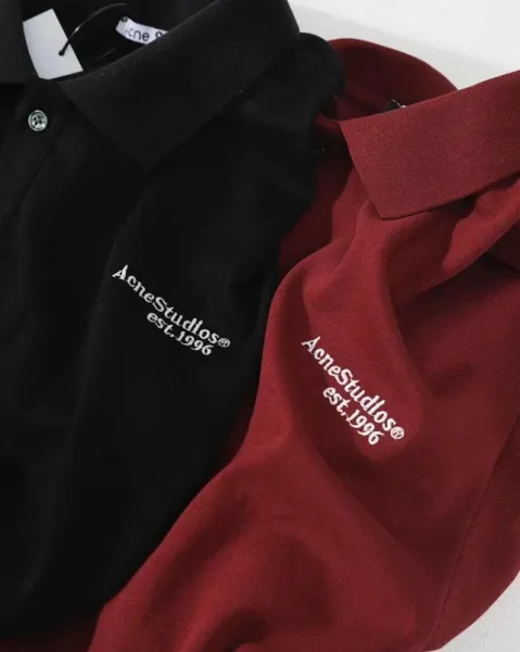 Acne Studios Logo Polo Shirt Black Tops Polo - 22