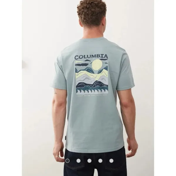 Design Columbia Graphic Mountain Print T-Shirt Light Blue T-Shirt T-Shirts - 13