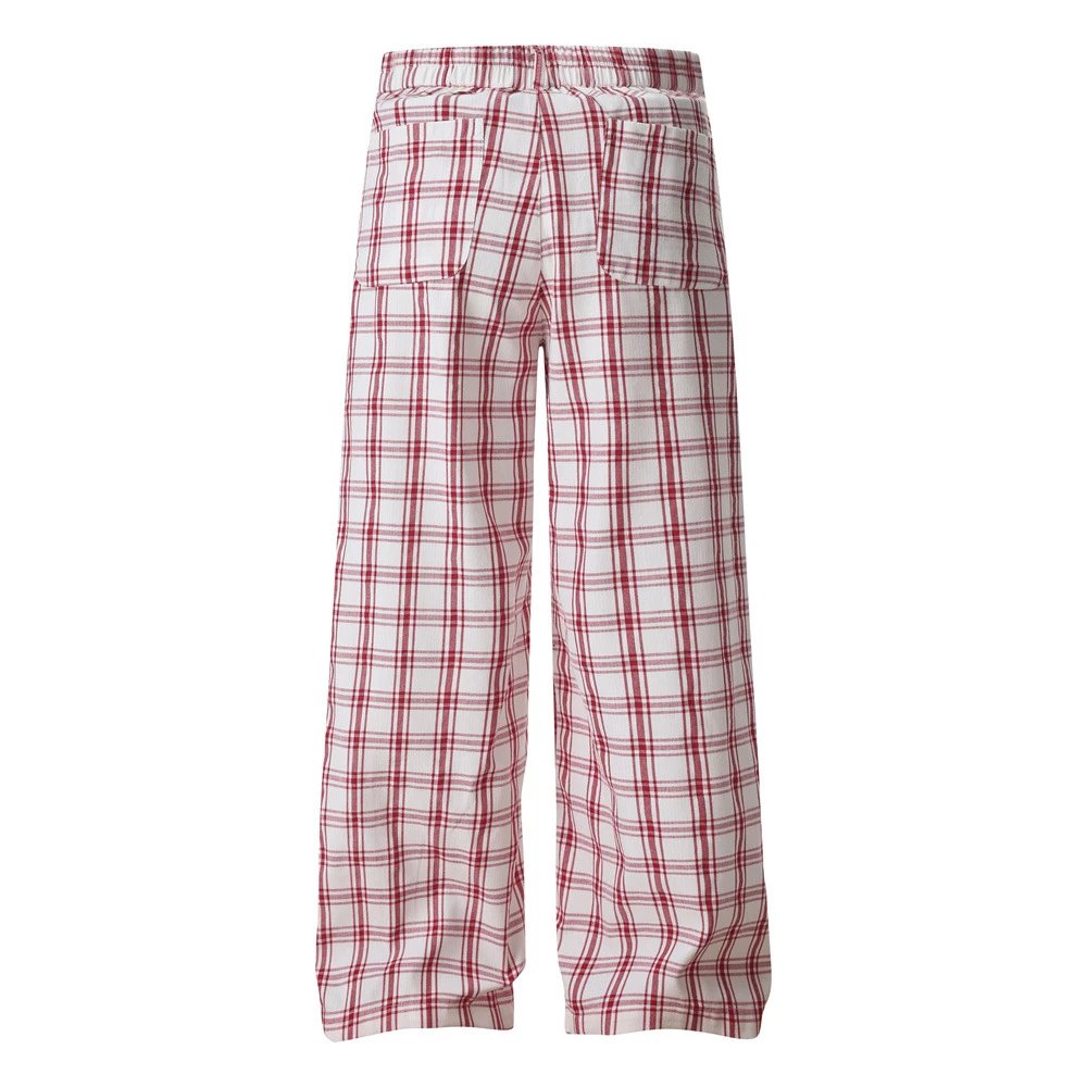 Design Wide-Leg Plaid Pants Red and White - 5