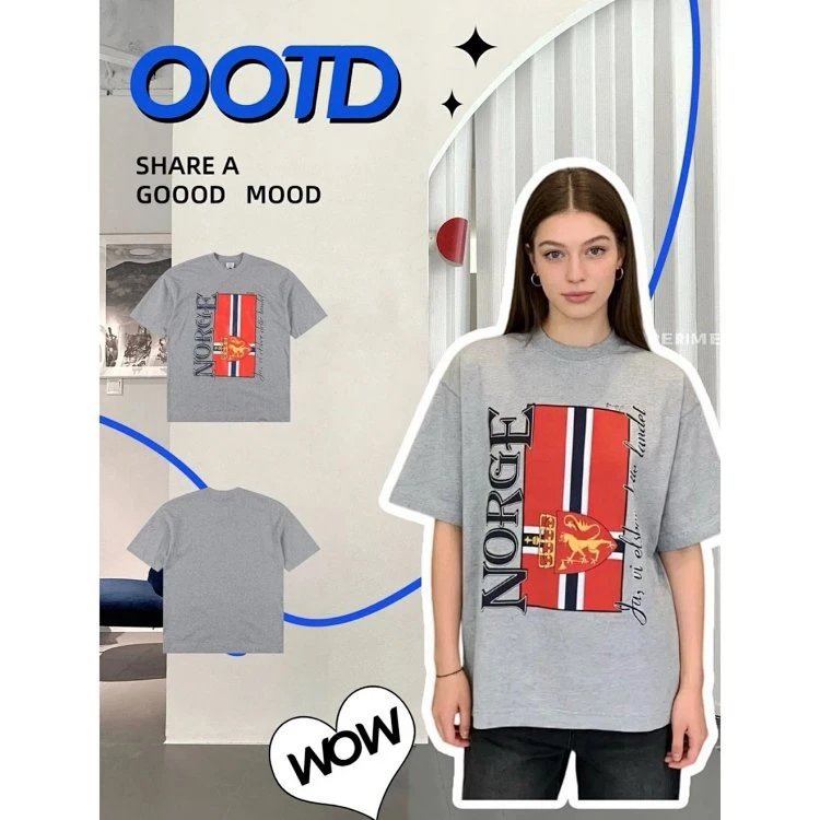 Gray Norway Graphic Print Oversized T-Shirt