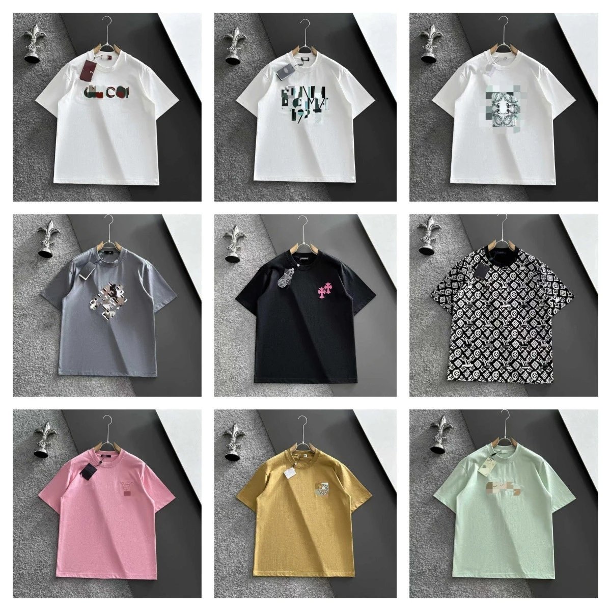 26 Ben Luo Jia Gu Jia embroidered logo round neck short sleeved T-shirt 300g unisex export men's T-shirt