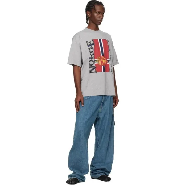 Design Norway National Team Vintage Graphic T-Shirt Gray T-Shirts - 8