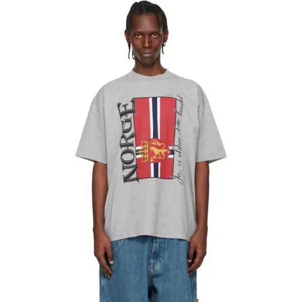 Design Norway National Team Vintage Graphic T-Shirt Gray T-Shirts - 9