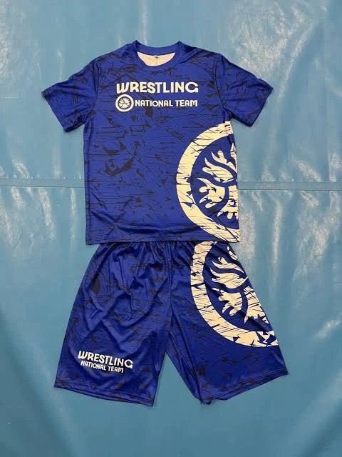 Design United World Wrestling Performance Set Navy Blue Activewear - 11