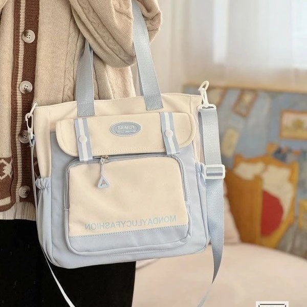 LUMIAO Monday Lucy Fashion Lavender Beige Casual Tote Bag