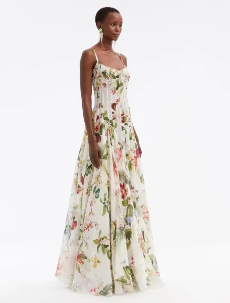Chloé Floral Print Silk Chiffon Maxi Dress - 3