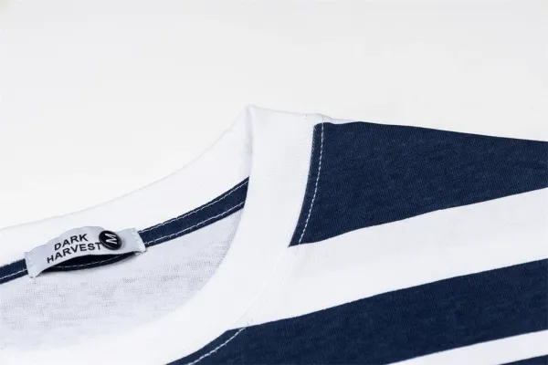 Design Striped Graphic Tee Navy and White T-Shirt - 9