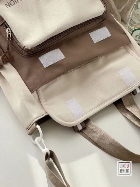 Design FUMIAO Monday Lucy Fashion Tote Bag Burgundy and Cream Tote Bag - 35