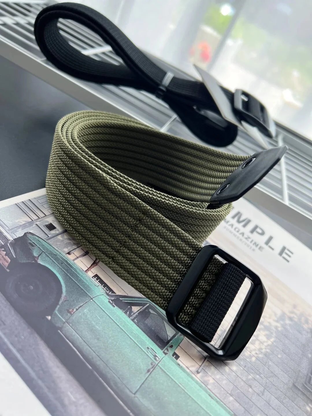 Design Conveyor Belt 38mm Olive Green Canvas Belt - 19