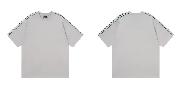Design Tape-Trim Oversized T-Shirt Gray - 1