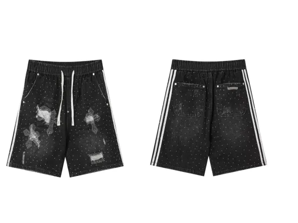 Chrome Hearts x Denim Tears Polka Dot Distressed Denim Shorts Black - 1