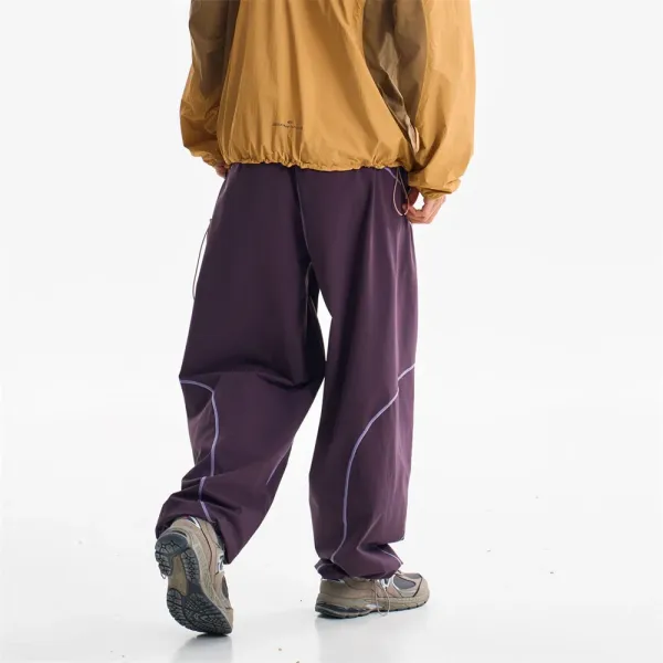 Design Baggy Cargo Pants Purple with Reflective Stitching - 29