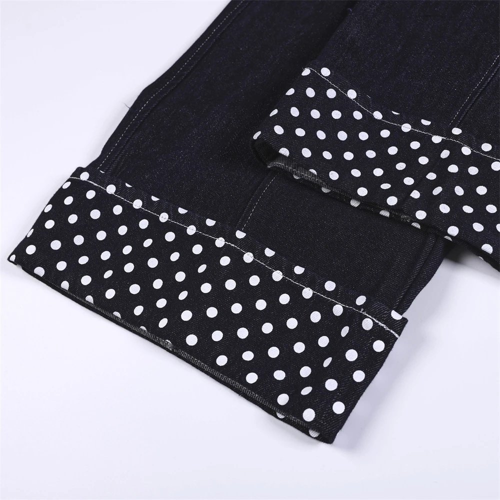 Design RINDI Polka Dot Wide-Leg Jeans Black Jeans - 14