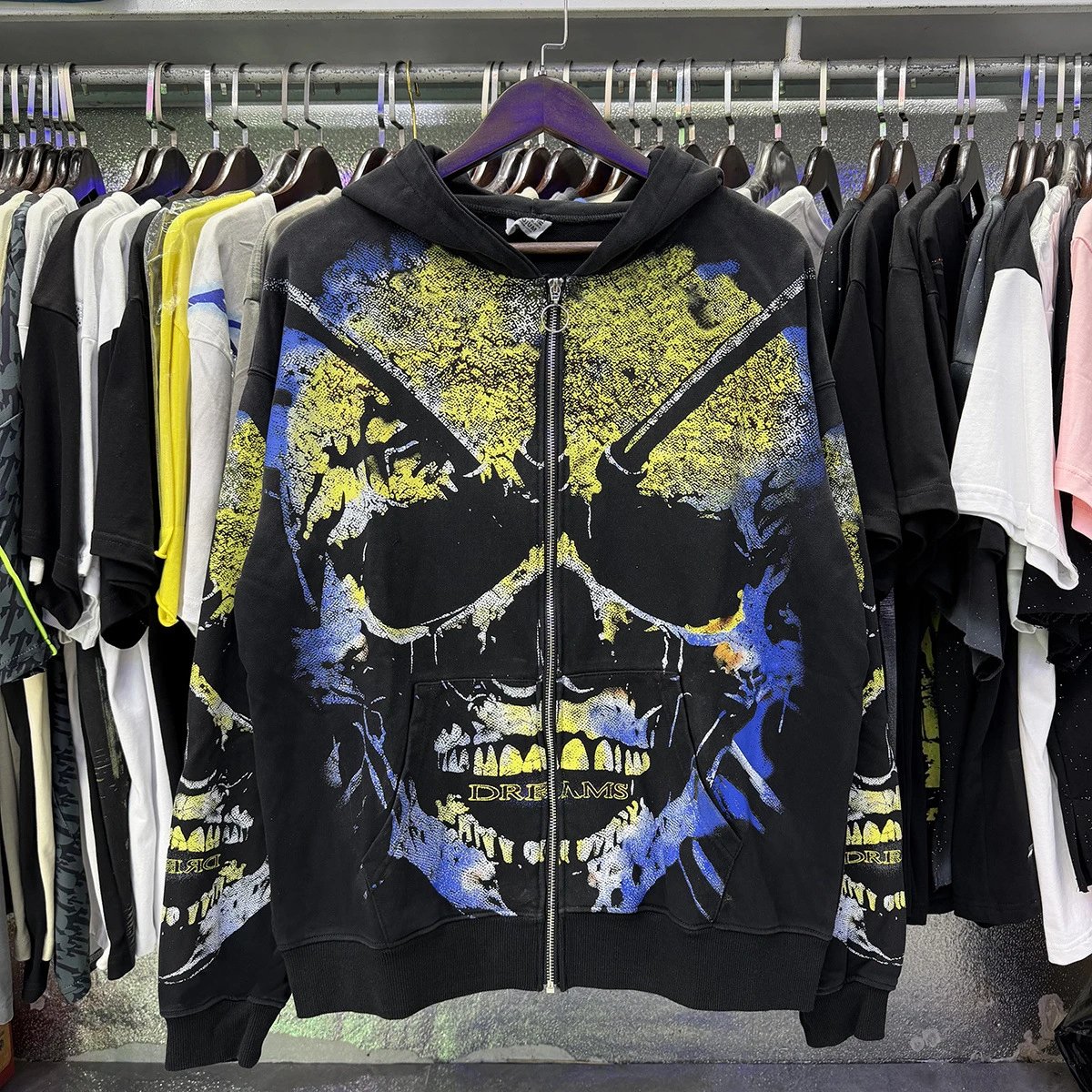 Hellstar Born To Dreams Flame Cross Hoodie Black - 5