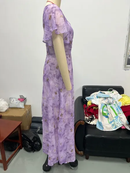 Design Floral Print Puff Sleeve Square Neck Maxi Dress - 8