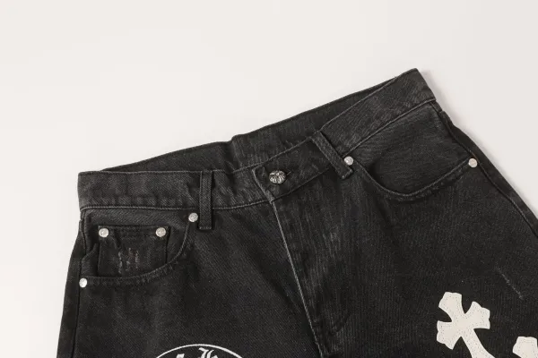 Chrome Hearts Cross Logo Denim Shorts Black - 22