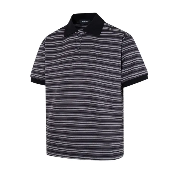 Design Striped Polo Shirt Black Gray Multicolor Tops Polo - 5