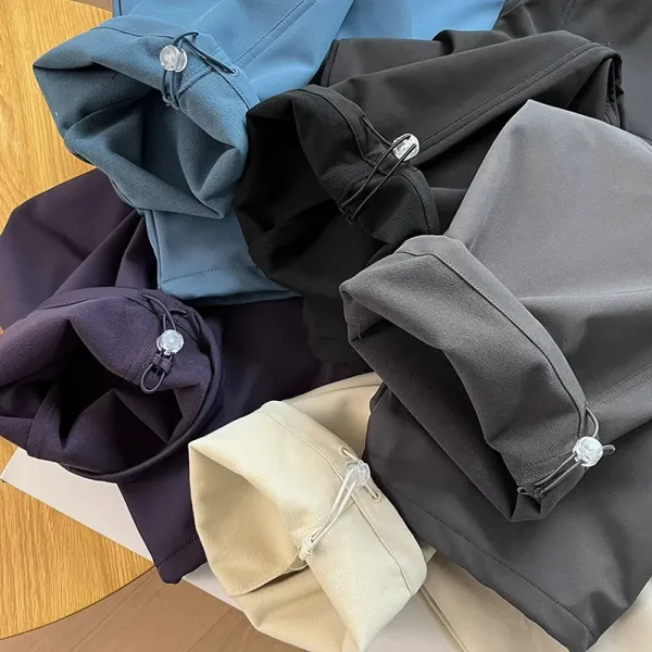 Design Utility Cargo Pants in Beige, Purple, Blue, Gray, and Black - 10