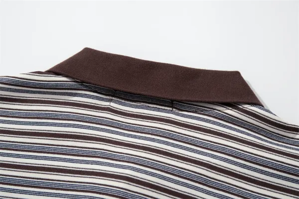 Design Striped Polo Shirt Black Gray Multicolor Tops Polo - 15