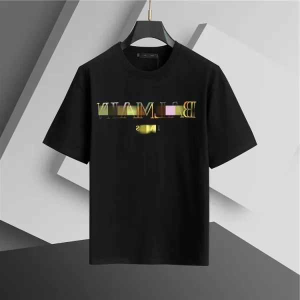 Balmain Logo Graphic Print Black T-Shirt - 1