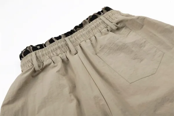 Design Wide-Leg Cargo Pants White with Leopard Waistband - 14
