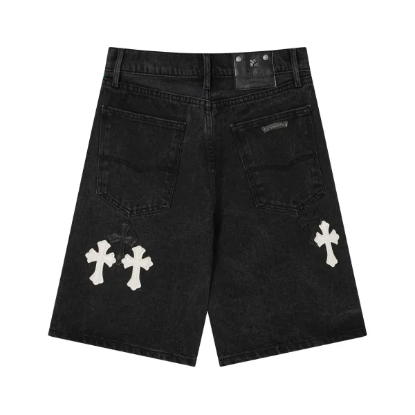 Chrome Hearts Cross Logo Denim Shorts Black - 42