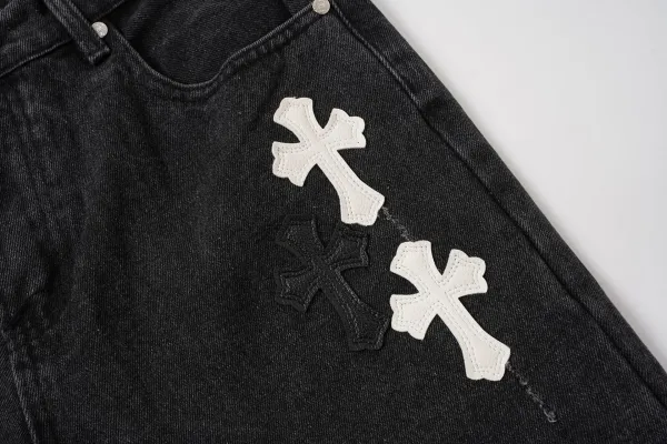 Chrome Hearts Cross Logo Denim Shorts Black - 46