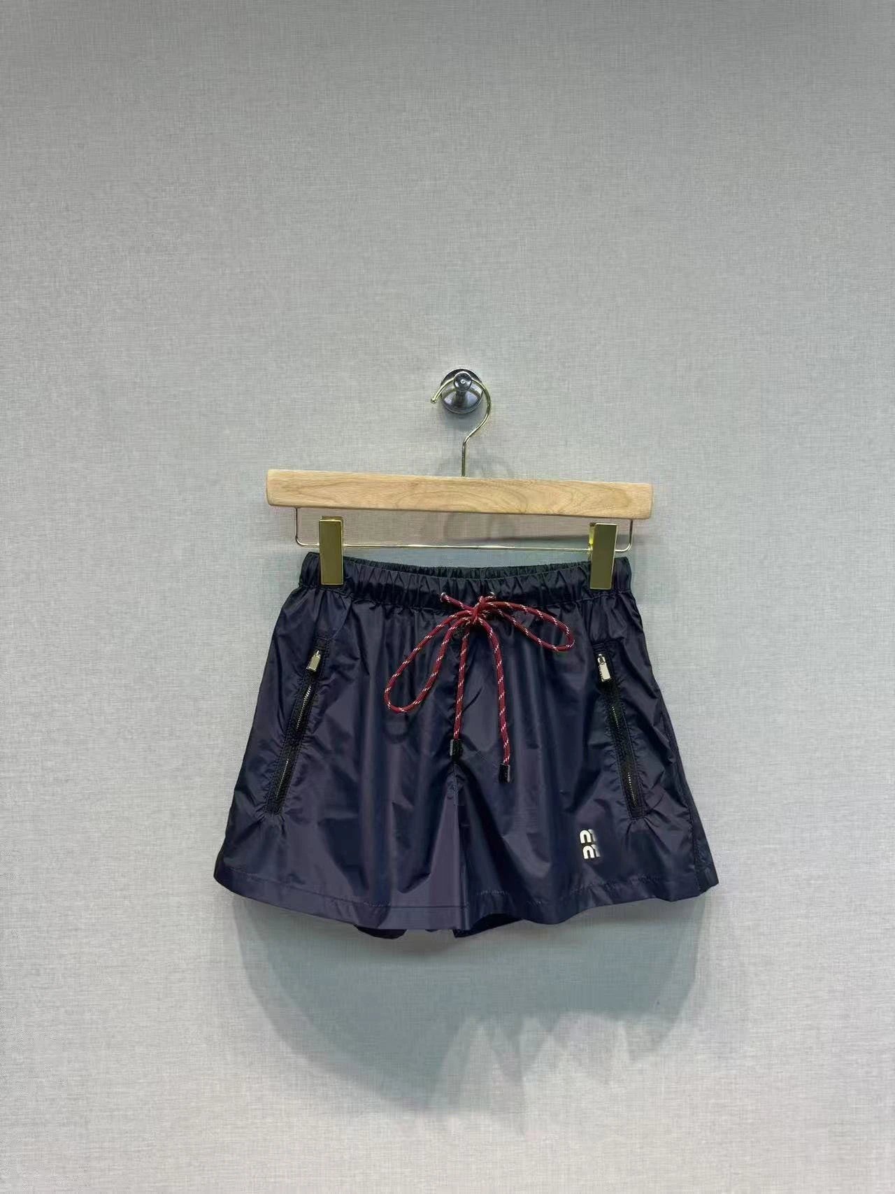 Balenciaga Logo-Embroidered Nylon Shorts Navy