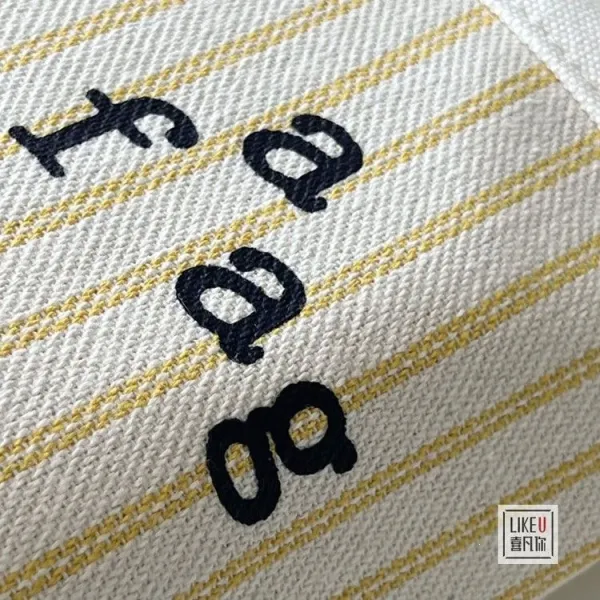 Design Striped Canvas Tote Bag with Embroidered 'a fag' Logo - 17
