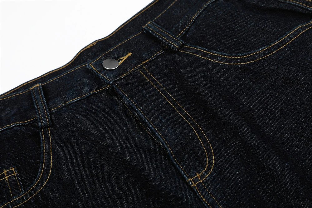 Design Wide-Leg Distressed Denim Jeans with Graphic Print Light Blue Jeans - 9