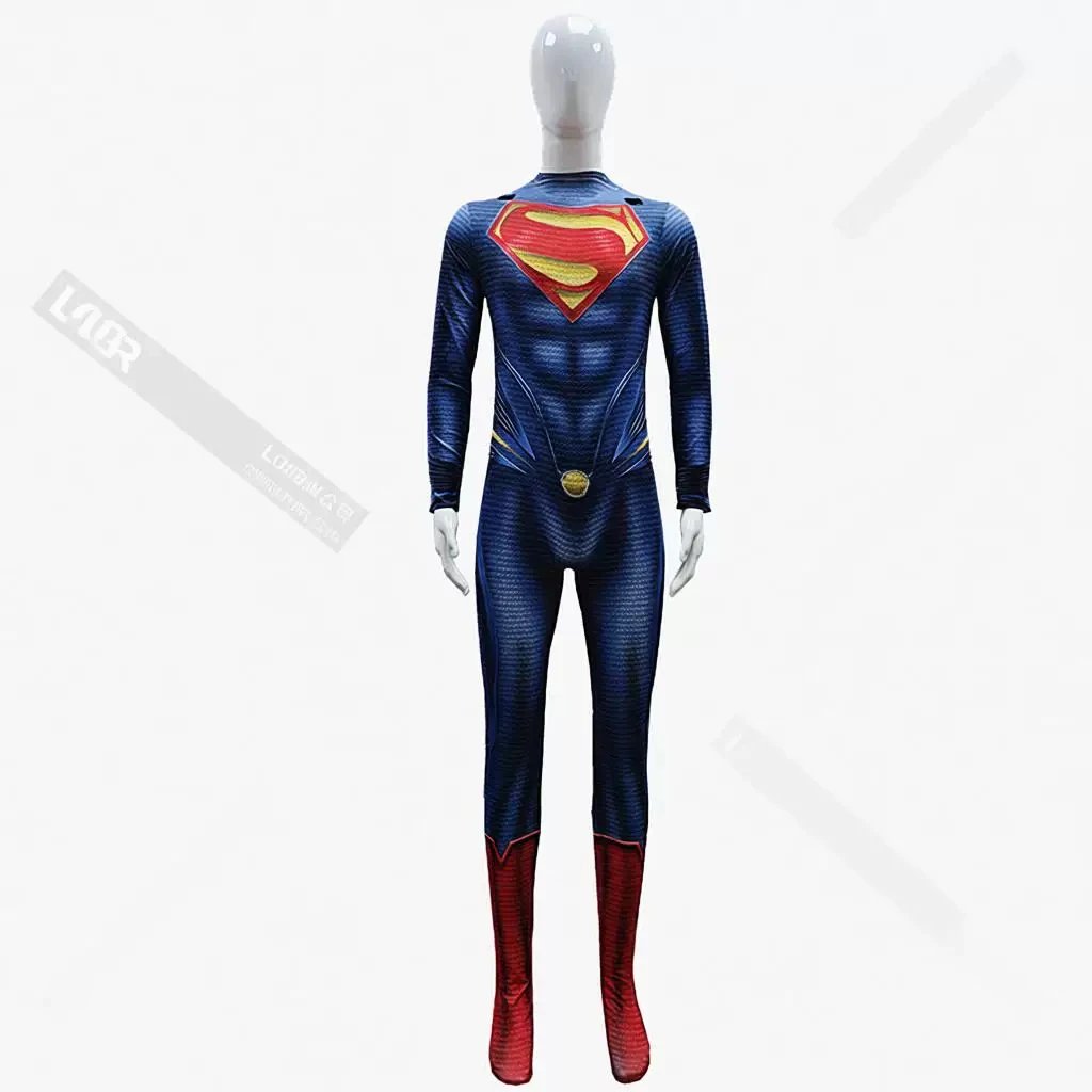 Superman Costume Blue Red Cape Hero Suit