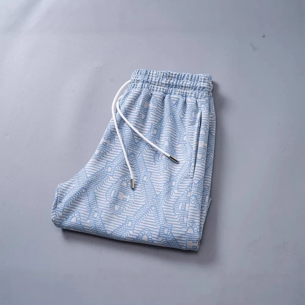 Patterned Swim Shorts Green Mint Blue Black White Geometric Print