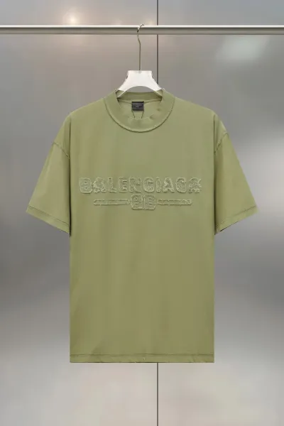 Balenciaga Embroidered Logo Olive Green T-Shirt - 1