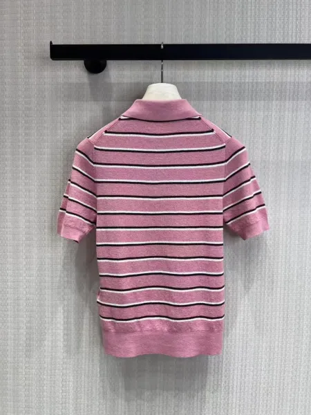 Marni Striped Knit Polo Pink Polo Shirt - 6