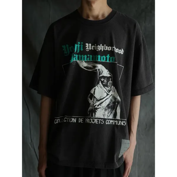 Yohji Yamamoto x Neighborhood Collaboration Graphic Tee Charcoal Gray T-Shirt - 12