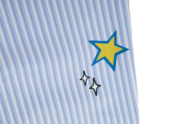 Design Wide-Leg Striped Pants with Embroidered Motifs Blue - 11