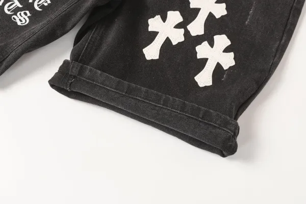 Chrome Hearts Cross Logo Denim Shorts Black - 28