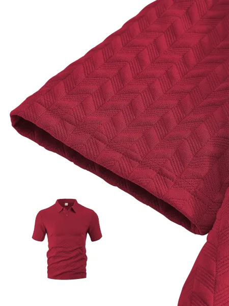 Design Textured Chevron Polo and Shorts Set White - 31