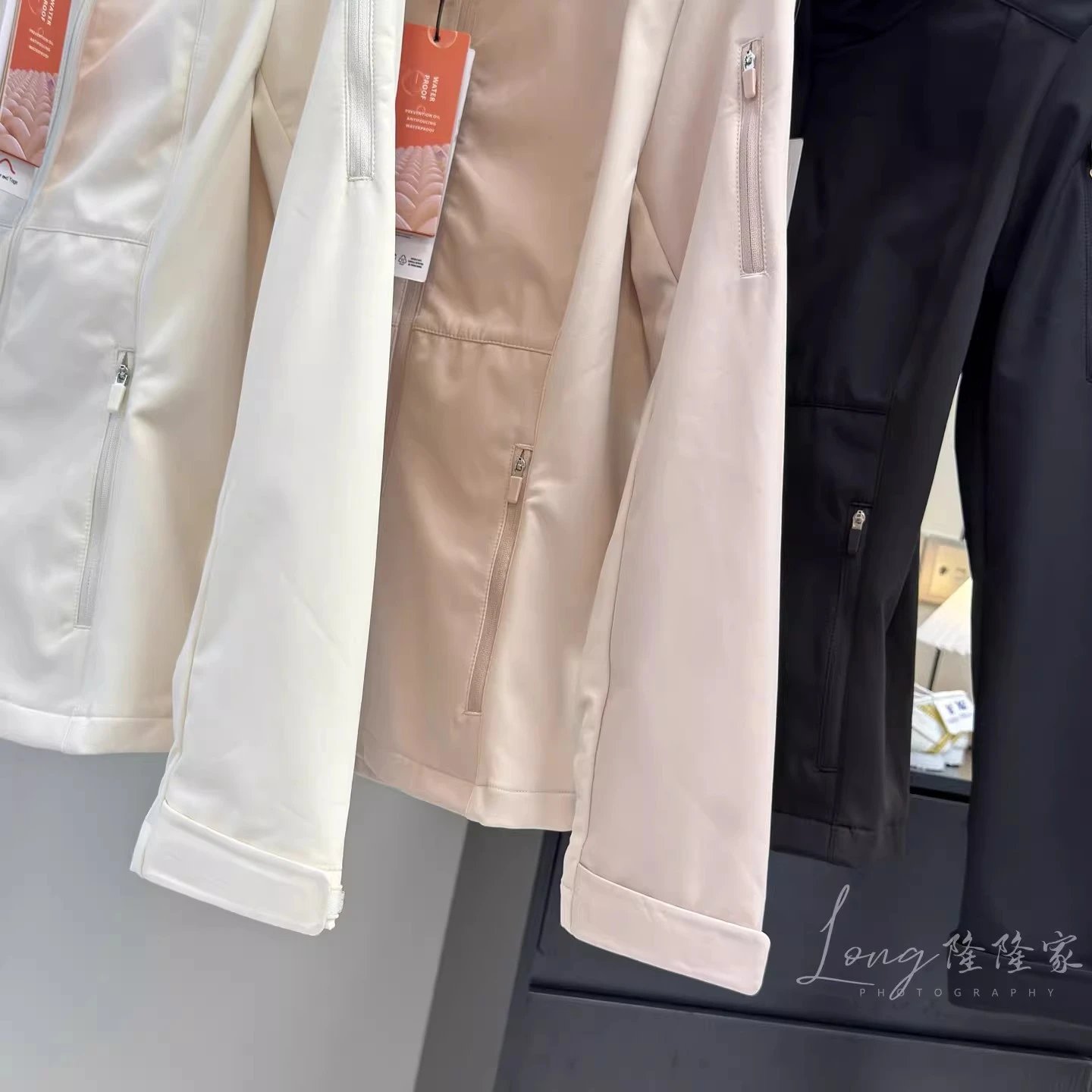 Design Softshell Hooded Jacket in Ivory, Blush Pink, and Black Outerwear.jacket - 6