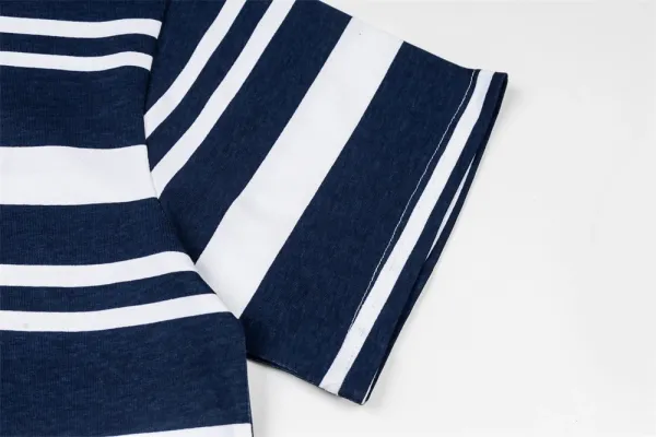 Design Striped Graphic Tee Navy and White T-Shirt - 11