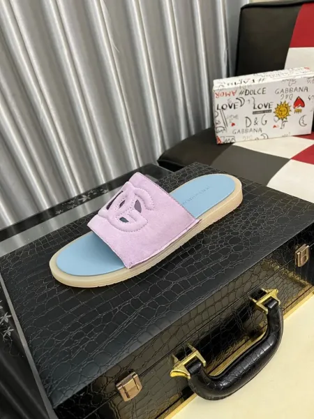 Dolce & Gabbana Logo Slide Sandal Lilac Blue Slippers - 1