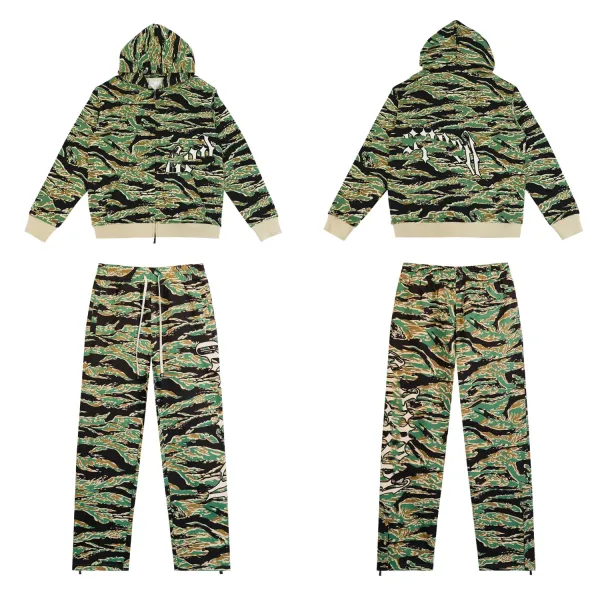 A Bathing Ape Tiger Camo Zip-Up Hoodie and Sweatpants Set Multicolor - 1