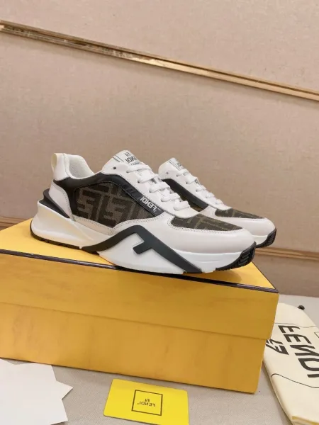Fendi Mania Sneakers White Brown FF Logo Chunky Sneakers - 1