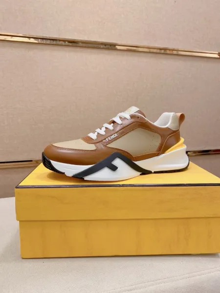 Fendi F-Logo Chunky Sneakers Brown Beige White - 4